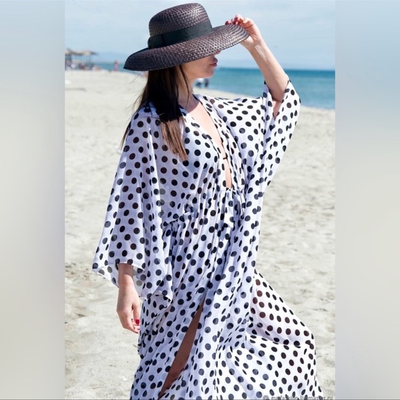 Elegant Polka Dot Swimsuit Coverup Dress - Picture 8 of 9